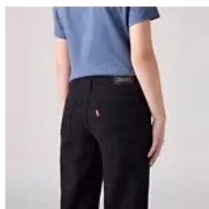 Levi's Girls Size 10 Black Wide Leg Mid Rise Relaxed Fit Stretch Jeans NWT